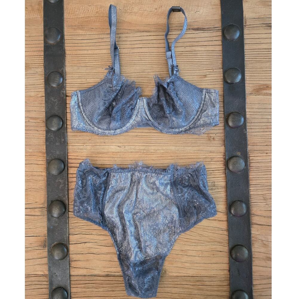 Victoria's Secret Dream Angels Wicked Lace Balconette Bra High Thong Set 32D XS